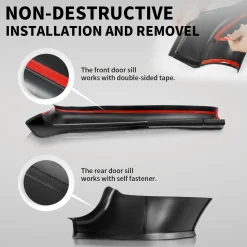 Fit For 2020-2023 Tesla Model Y Door Sill Protector Matte TPE & ABS Front and Rear Door Entry Guard Decoration Scuff Plate Accessories, Don't fit 7 Seats