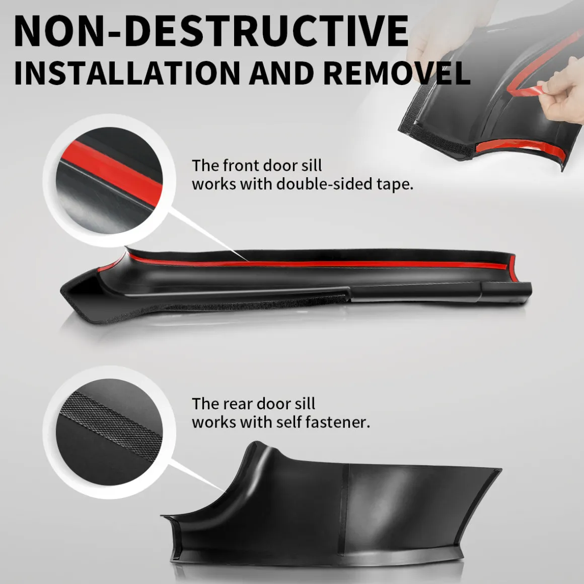 Fit For 2020-2023 Tesla Model Y Door Sill Protector Matte TPE & ABS Front and Rear Door Entry Guard Decoration Scuff Plate Accessories, Don't fit 7 Seats