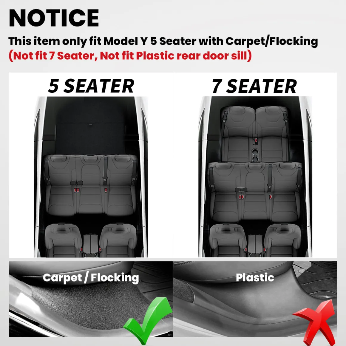 Fit For 2020-2023 Tesla Model Y Door Sill Protector Matte TPE & ABS Front and Rear Door Entry Guard Decoration Scuff Plate Accessories, Don't fit 7 Seats
