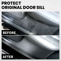 Fit For 2020-2023 Tesla Model Y Door Sill Protector Matte TPE & ABS Front and Rear Door Entry Guard Decoration Scuff Plate Accessories, Don't fit 7 Seats