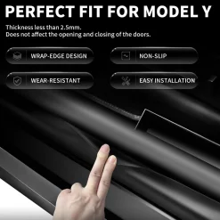 Fit For 2020-2023 Tesla Model Y Door Sill Protector Matte TPE & ABS Front and Rear Door Entry Guard Decoration Scuff Plate Accessories, Don't fit 7 Seats