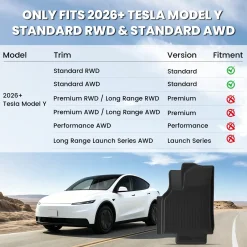 Fit for 2026 Tesla Model Y Floor Mats or Cargo or Frunk Liner or Trunk Well or Seatback Mats, Only Fit 5 seats