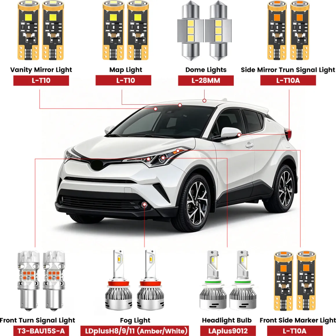 Fit for 2018-2019 Toyota C-HR LED Bulbs Upgrade