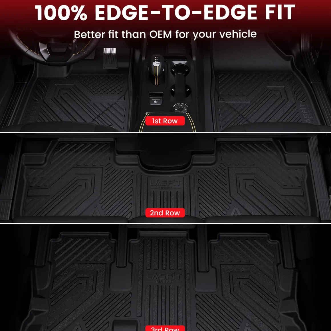 Fit for 2014-2019 Toyota Highlander Floor Mats or 3rd Row Seatback & Cargo Mats, Fit Gas Only