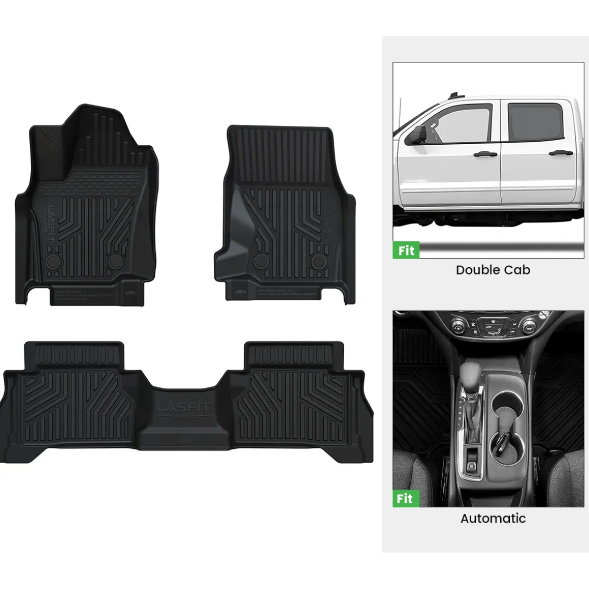 Fit for 2024-2026 Toyota Tacoma All-Weather Floor Mats, Fit Double Cab Only