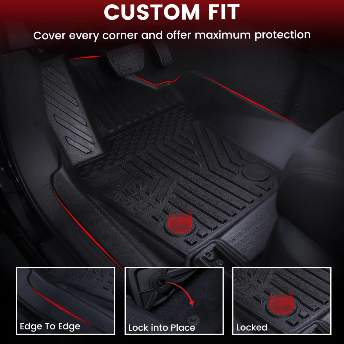 Fit for 2024-2026 Toyota Tacoma All-Weather Floor Mats, Fit Double Cab Only