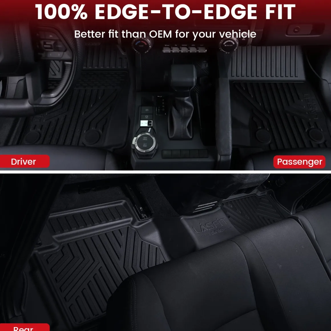 Fit for 2024-2026 Toyota Tacoma All-Weather Floor Mats, Fit Double Cab Only