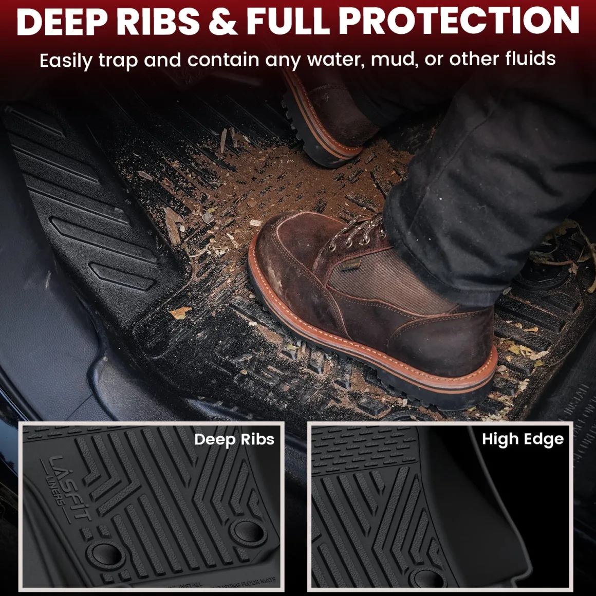 Fit for 2024-2026 Toyota Tacoma All-Weather Floor Mats, Fit Double Cab Only