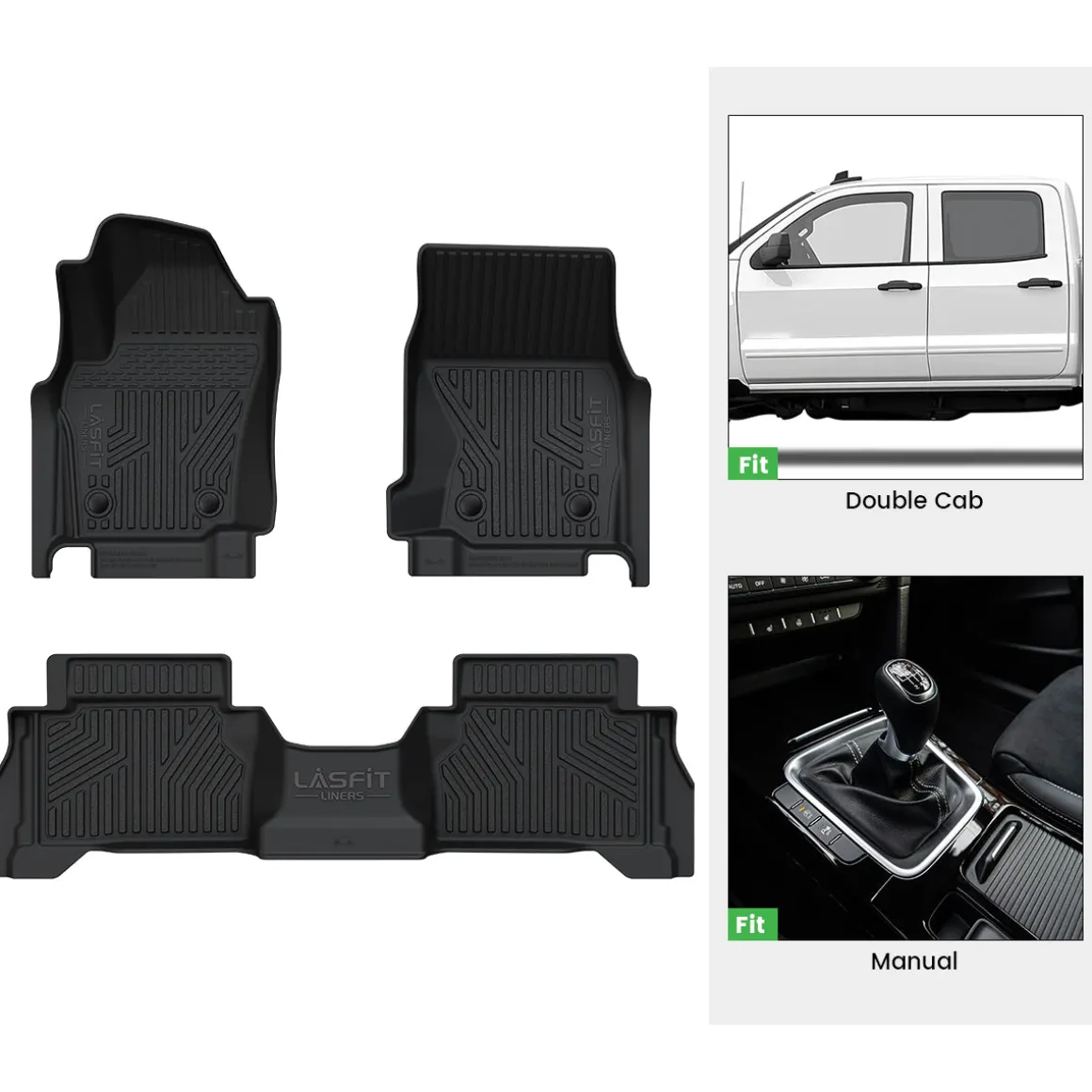 Fit for 2024-2026 Toyota Tacoma All-Weather Floor Mats, Fit Double Cab Only