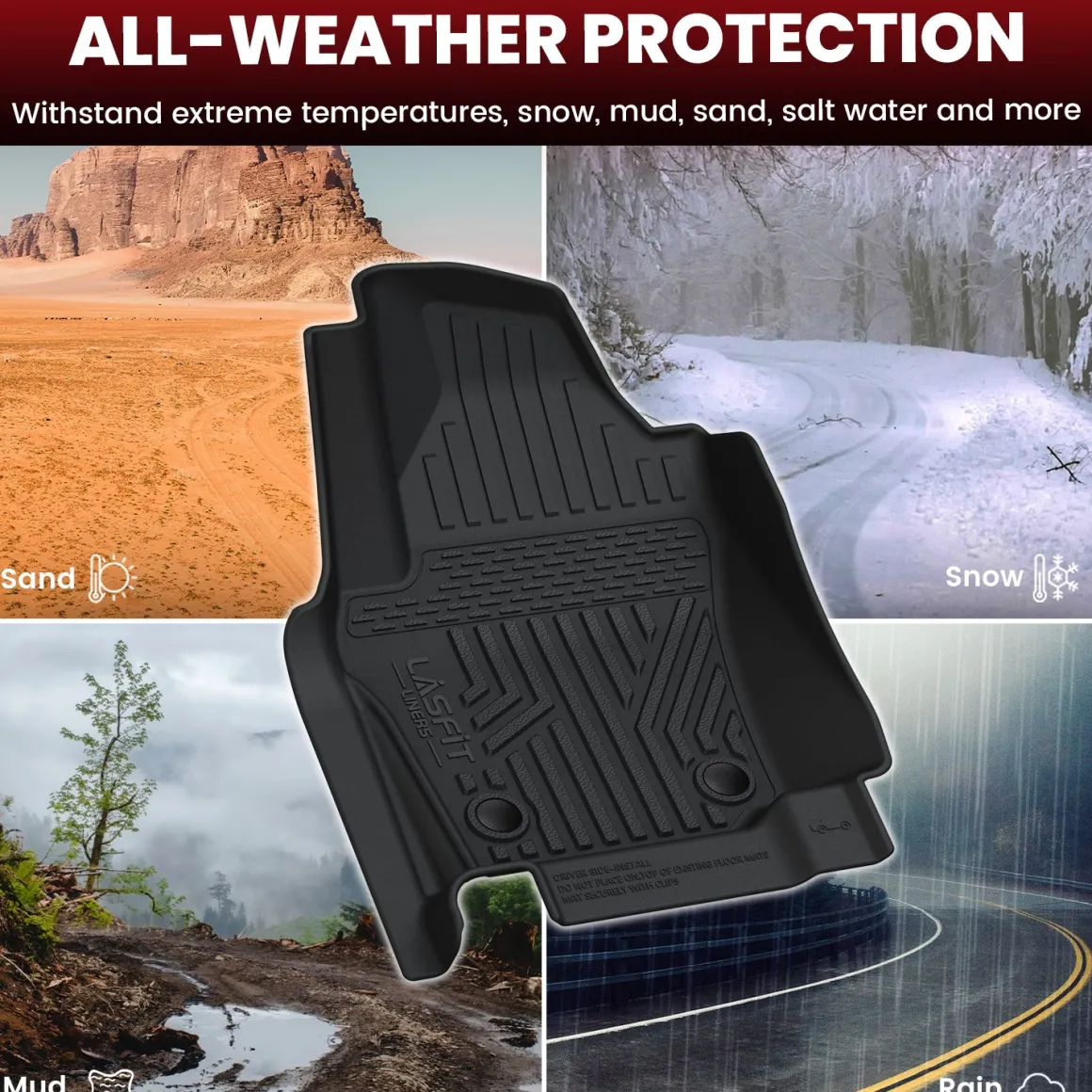 Fit for 2024-2026 Toyota Tacoma All-Weather Floor Mats, Fit Double Cab Only