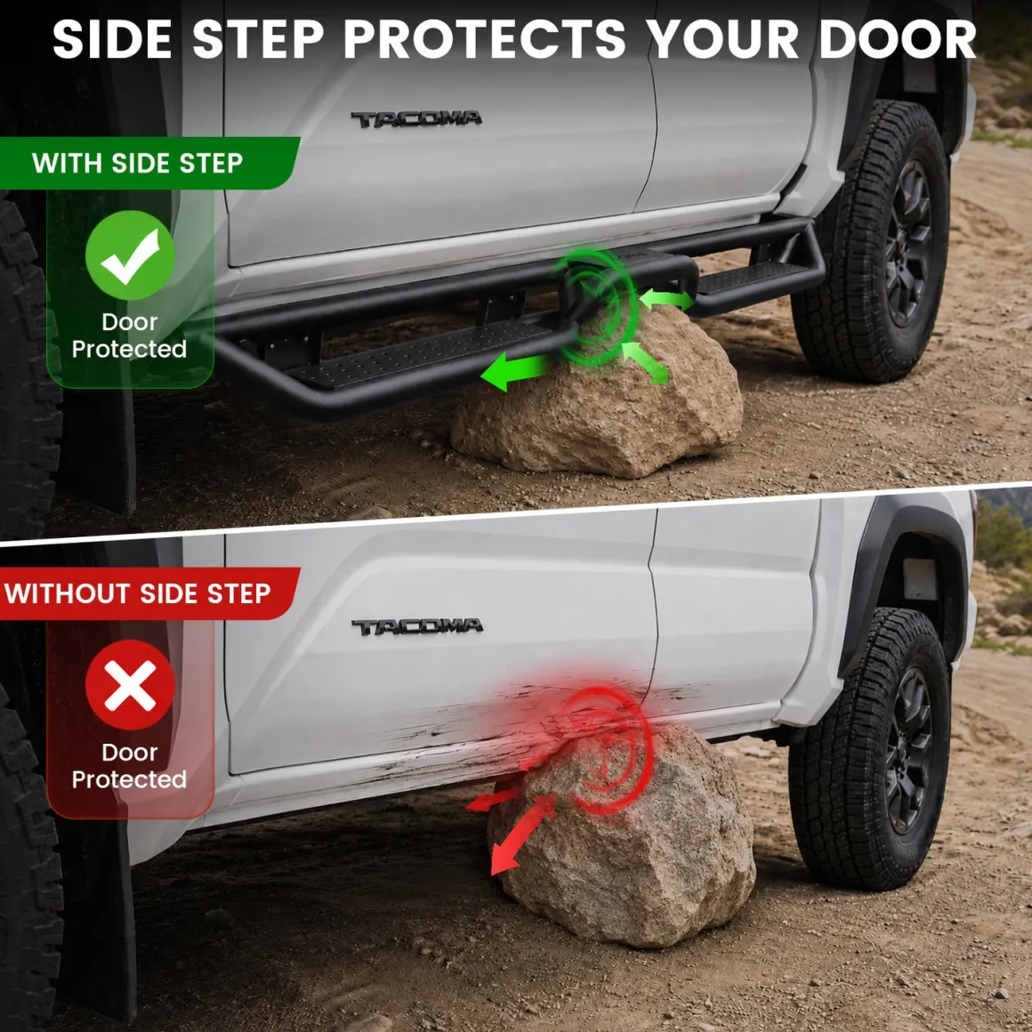Fit for 2024-2026 Toyota Tacoma Running Boards Side Steps, Fit Double Cab ONLY