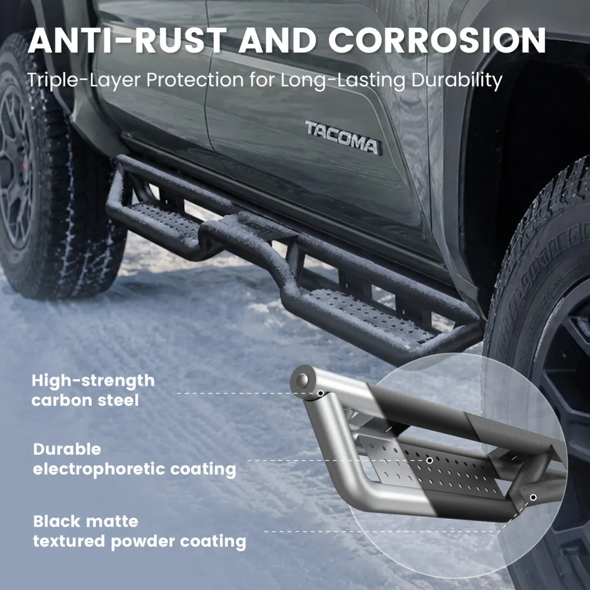 Fit for 2024-2026 Toyota Tacoma Running Boards Side Steps, Fit Double Cab ONLY