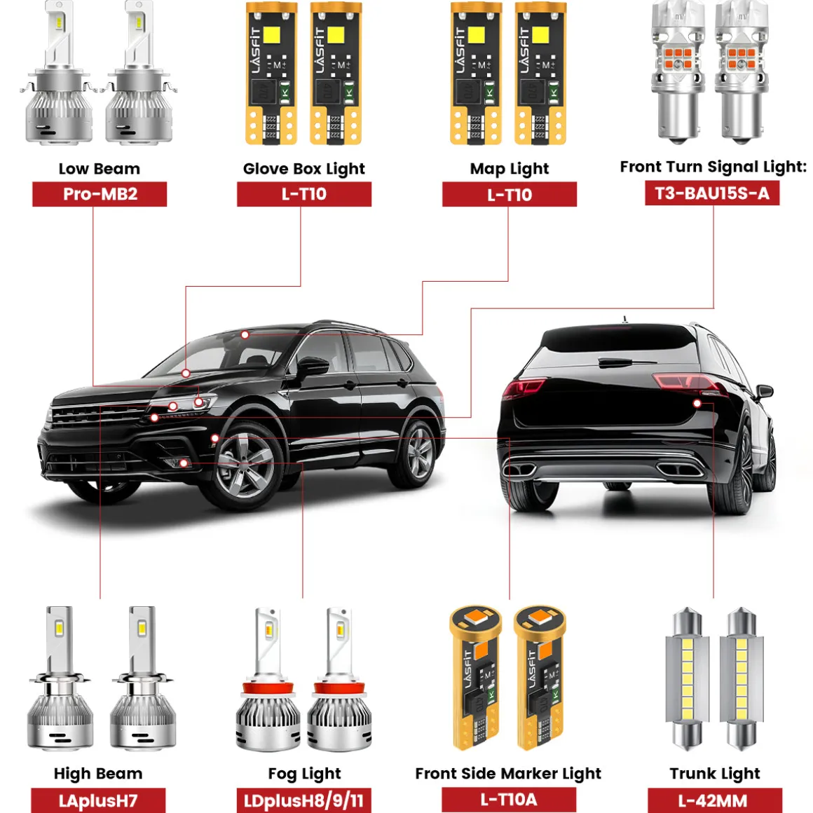 Fit for 2018-2021 Volkswagen Tiguan Custom H7 LED Bulbs Upgrade | Tested and Verified