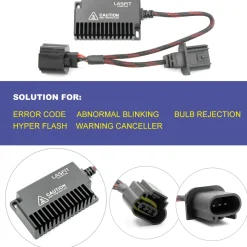H13 9008 LED Bulb Load Resistor Harness Anti-Flicker Warning Canceler Decoder