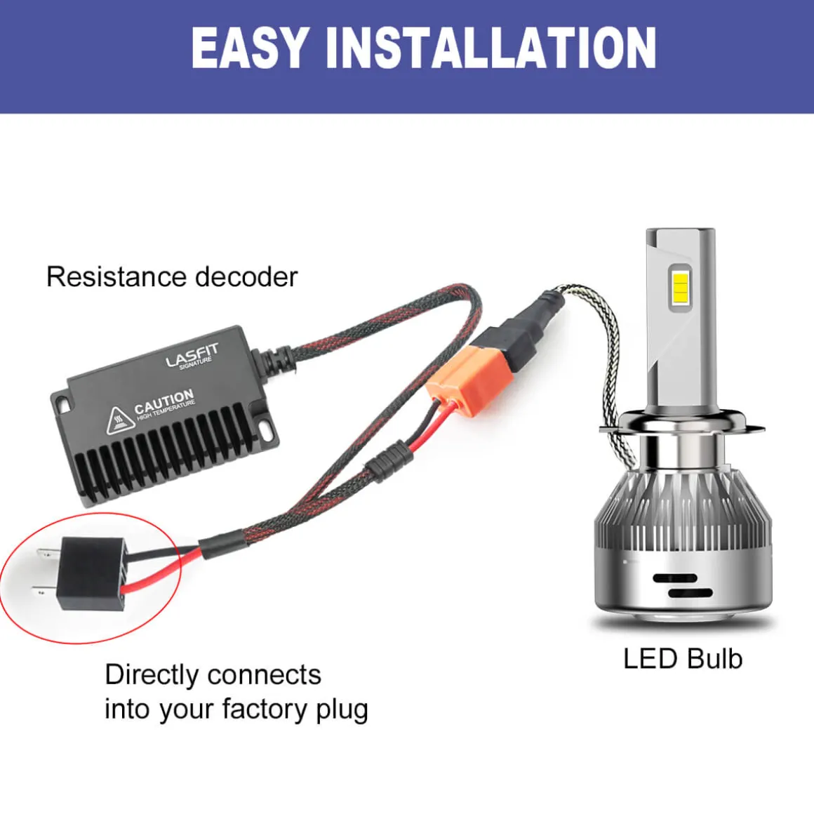 H7 LED Bulb Load Resistor Harness Anti-Hyper Flash Error Free