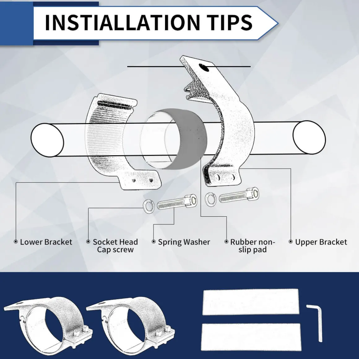 LASFIT Heavy Duty Universal LED Light Mounting Clamps For 2", 2.5", 3" Bar | LASFIT