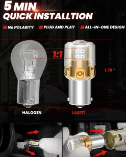 1156 1141 1003 LED Brake Tail Stop Parking Light Bulb | Brilliant Red (Don't Work for Trucks), 2 Bulbs | Upgraded L2 Series