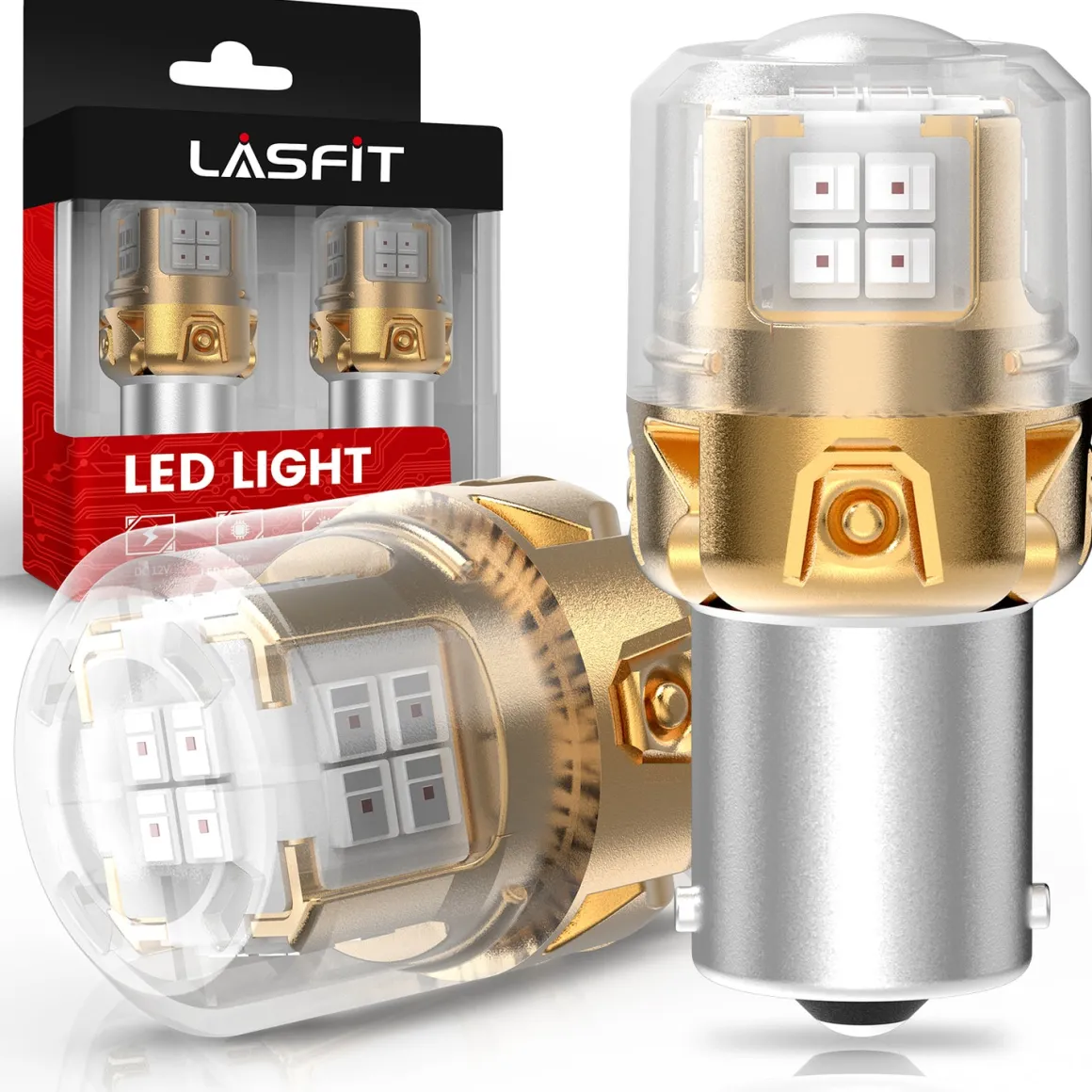 1156 1141 1003 LED Brake Tail Stop Parking Light Bulb | Brilliant Red (Don't Work for Trucks), 2 Bulbs | Upgraded L2 Series