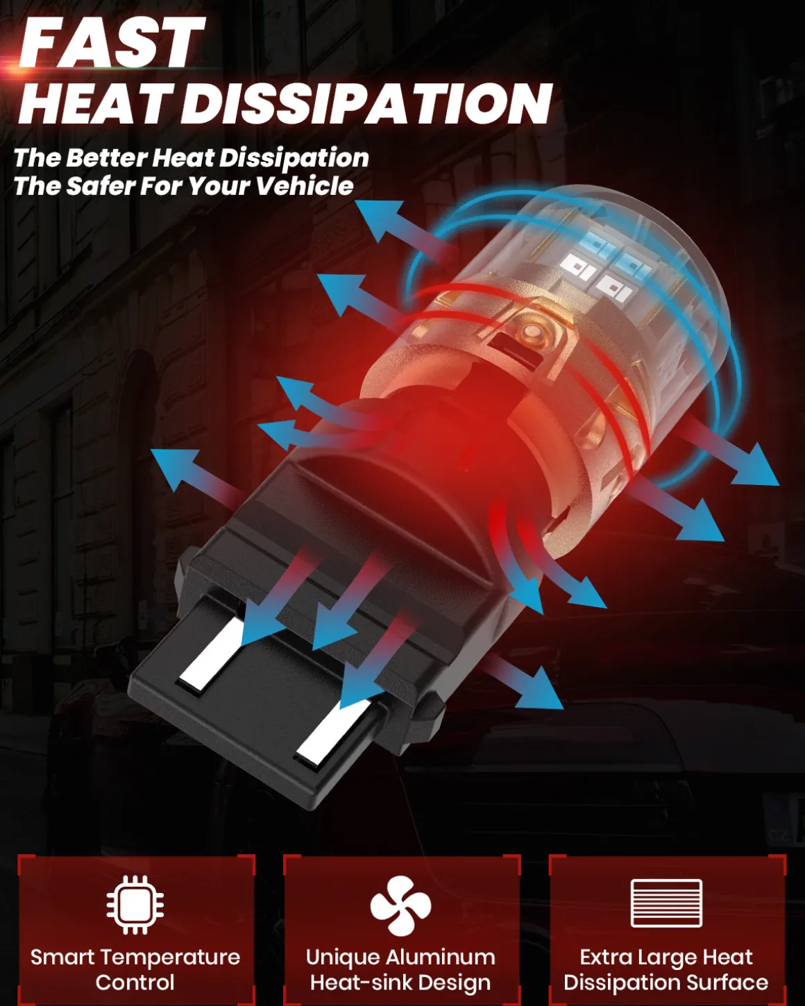 3157 3156 3057 4157 LED Brake Tail Stop Parking Light Bulb | Brilliant Red (Don't Work for Trucks), 2 Bulbs | Upgraded L2 Series
