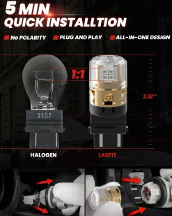 3157 3156 3057 4157 LED Brake Tail Stop Parking Light Bulb | Brilliant Red (Don't Work for Trucks), 2 Bulbs | Upgraded L2 Series