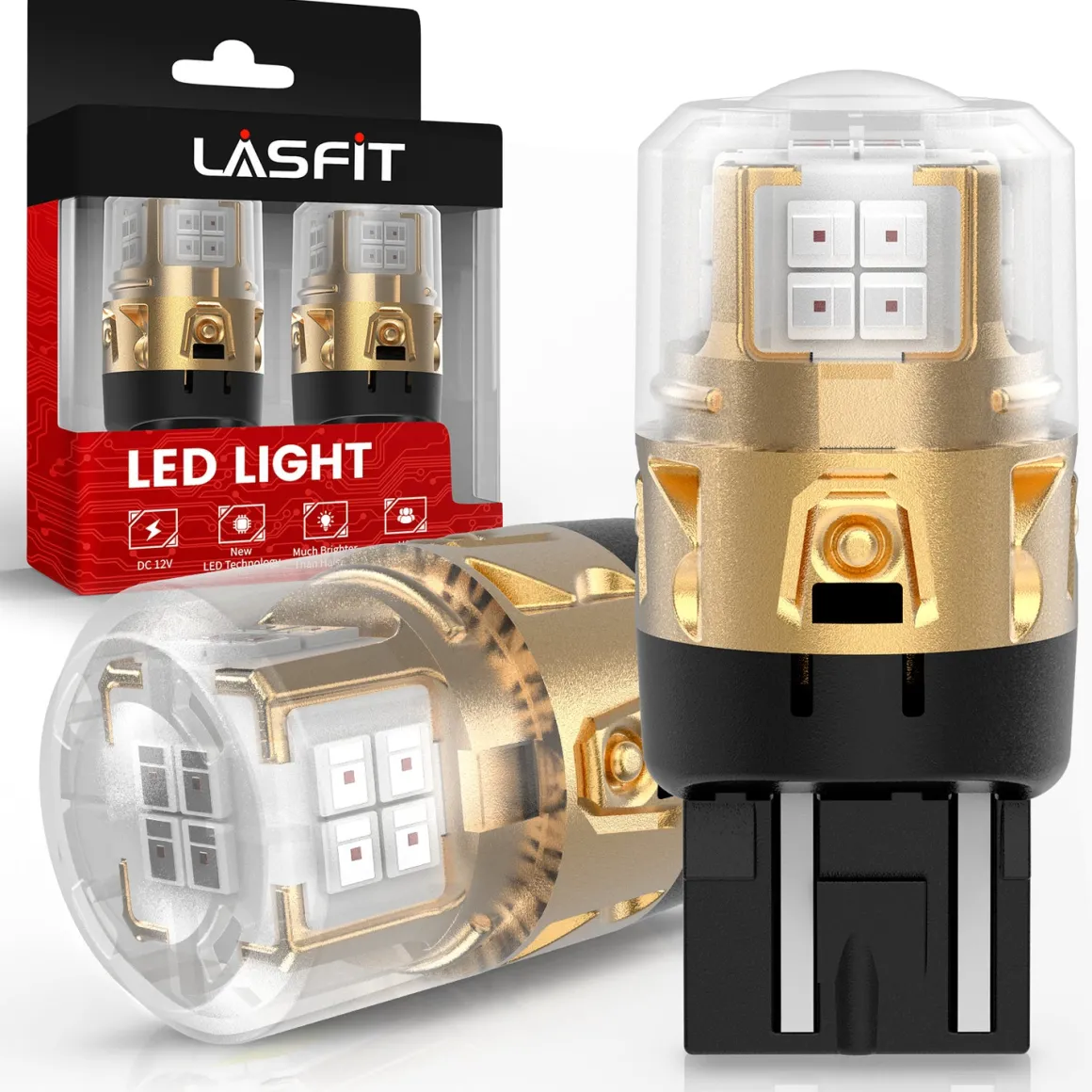7443 7440 7444 LED Brake Tail Stop Parking Light Bulb | Brilliant Red, 2 Bulbs | Upgraded L2 Series