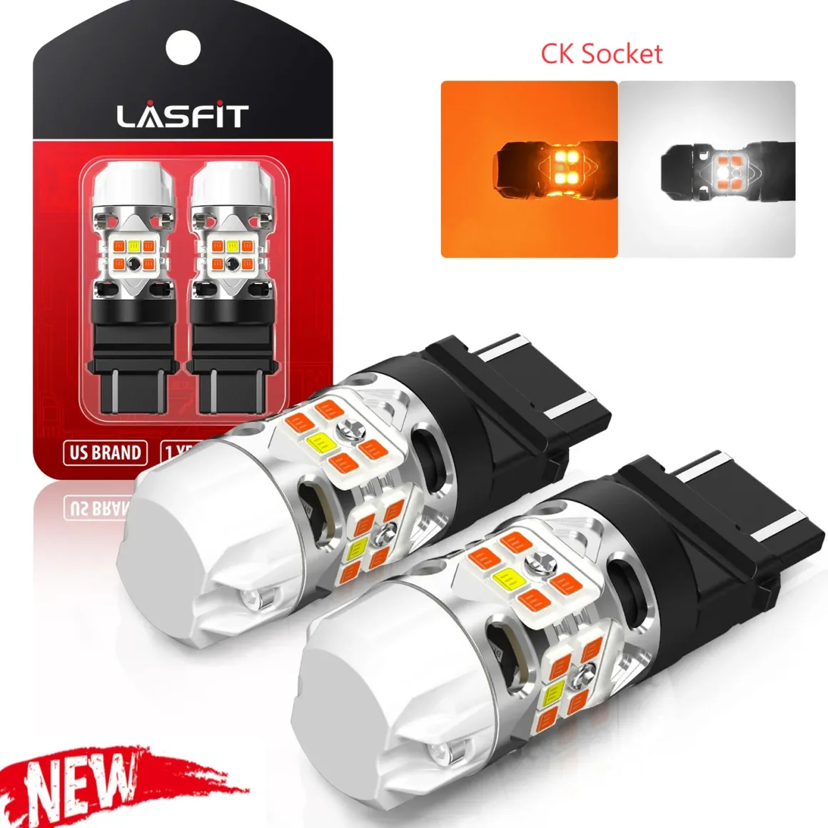 3157 4157 LED Front Turn Signal Bulbs CanBus-Ready Switchback CK Socket | T3 Series