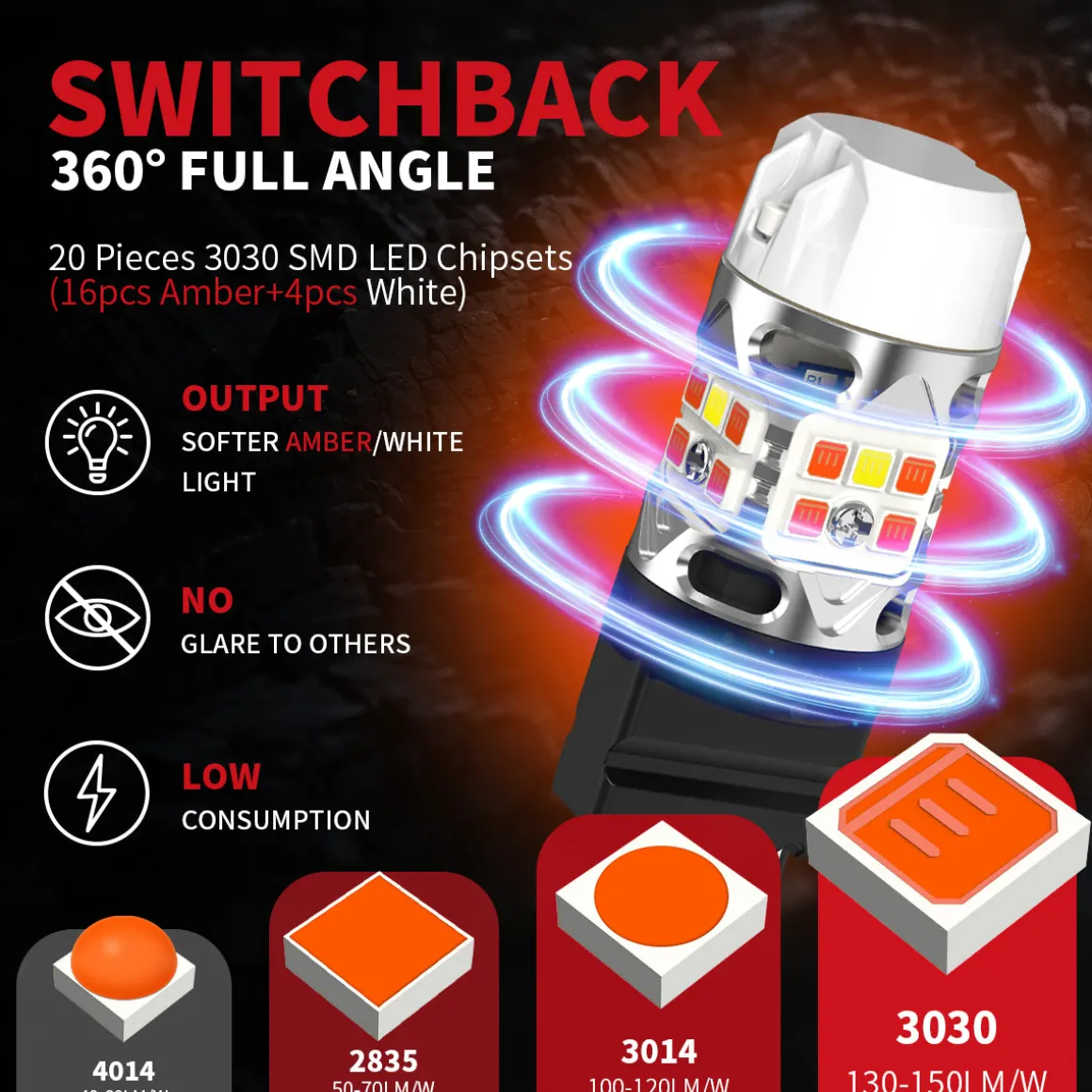 4257 LED Front Turn Signal Bulbs CanBus-Ready Switchback | T3 Series