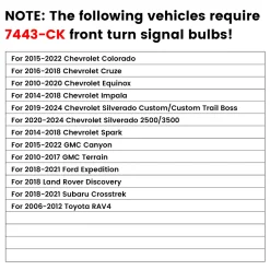 7443 7444 LED Front Turn Signal Bulbs CanBus-Ready Switchback | T3 Series
