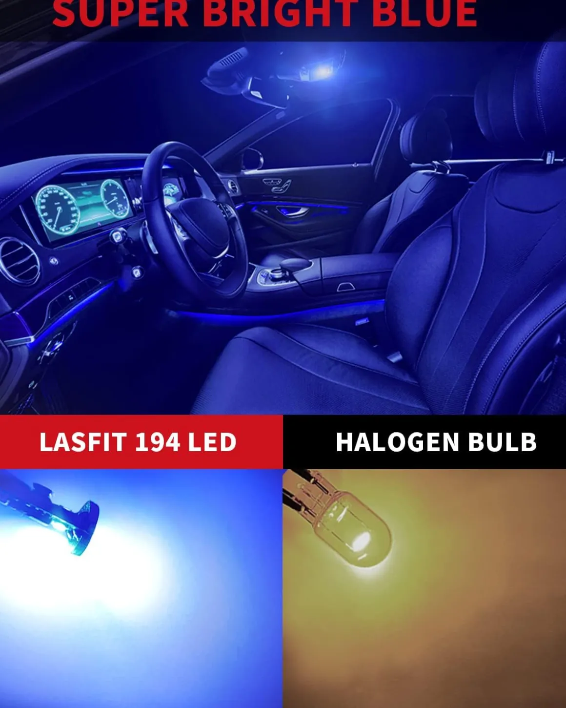 194 168 158 2825 LED Interior Door Map Trunk Step well Lights | Cool Blue, 2 Bulbs