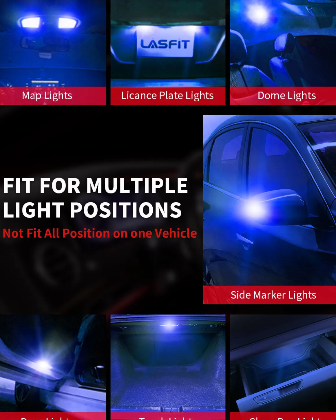 194 168 158 2825 LED Interior Door Map Trunk Step well Lights | Cool Blue, 2 Bulbs
