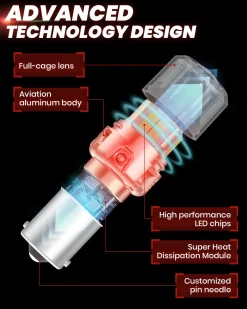 1156 1073 7506 1141 LED Reverse Backup Light Bulb | Xenon White, 2 Bulbs | Upgraded L2 Series