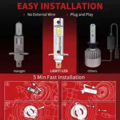 L1 Plus H1 LED Bulbs 40W 4000LM 6000K | 2 Bulbs
