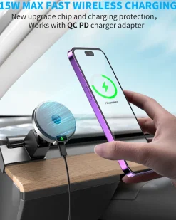 Magnetic Wireless Car Charger, Specific Phone Mount for 2021 Tesla Model 3 Model Y, 15W Max Fast Charging for iPhone 14 13 12 Series Compatible with MagSafe Case