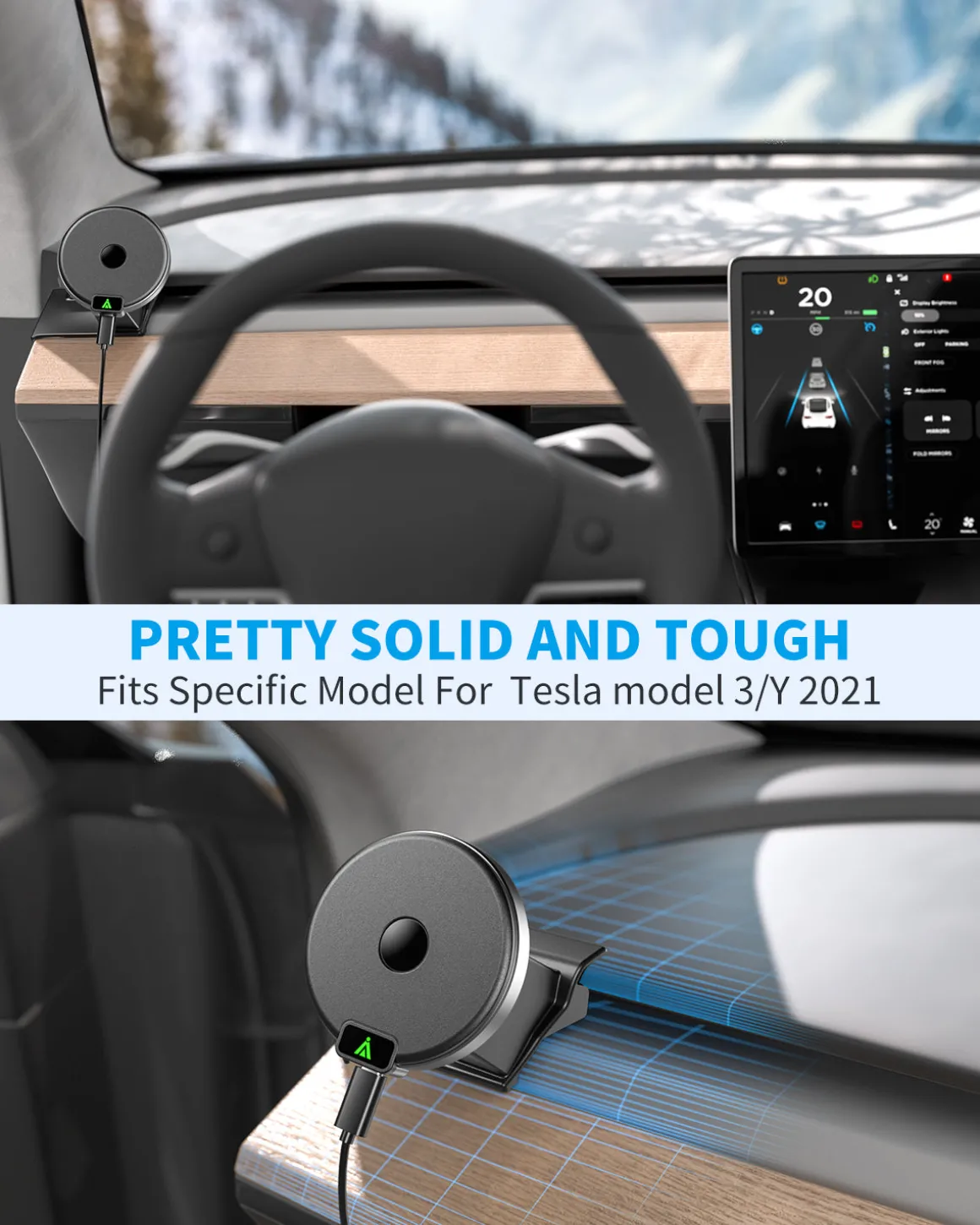 Magnetic Wireless Car Charger, Specific Phone Mount for 2021 Tesla Model 3 Model Y, 15W Max Fast Charging for iPhone 14 13 12 Series Compatible with MagSafe Case
