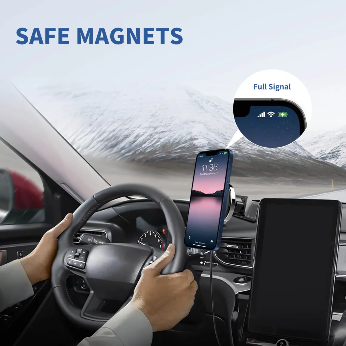 Magnetic Wireless Car Charger, Specific Phone Mount for Ford Explorer 2020-2022, 15W max Fast Charging for iPhone 14 13 12 Series Compatible with MagSafe Case