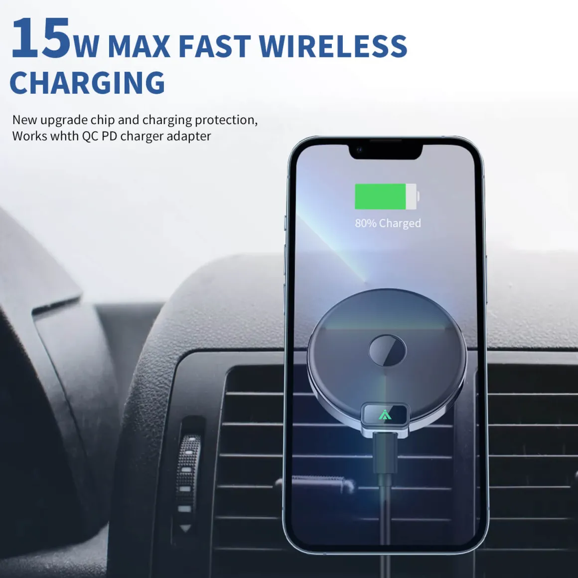 Magnetic Wireless Car Charger, Specific Phone Mount for Ford Explorer 2020-2022, 15W max Fast Charging for iPhone 14 13 12 Series Compatible with MagSafe Case