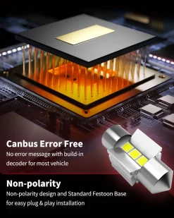 28MM DE3021 DE3022 LED Dome Map Trunk Cargo Light Bulb, 2 Bulbs