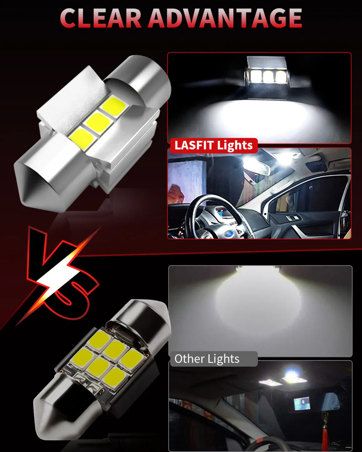 28MM DE3021 DE3022 LED Dome Map Trunk Cargo Light Bulb, 2 Bulbs