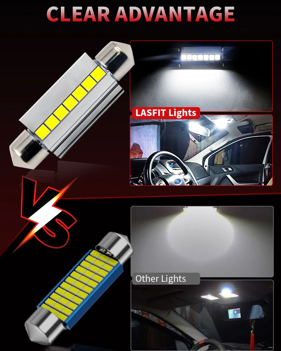 42MM 211-2 578 212-2 LED Dome Map Trunk License Plate Light Bulb, 2 Bulbs