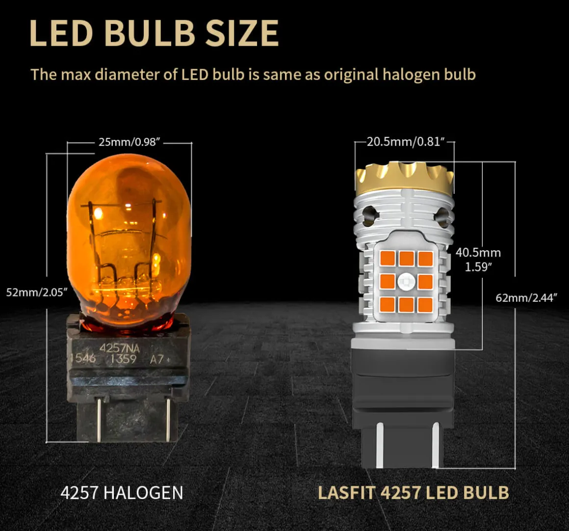 4257 4257NA CANBUS Error Free LED Turn Signal Light Anti Hyper Flash | Amber Yellow, 2 Bulbs