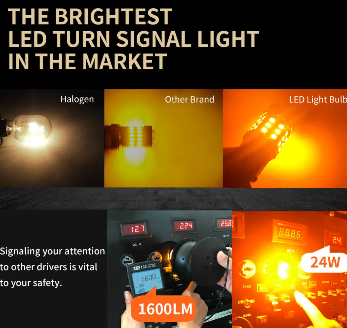 4257 4257NA CANBUS Error Free LED Turn Signal Light Anti Hyper Flash | Amber Yellow, 2 Bulbs