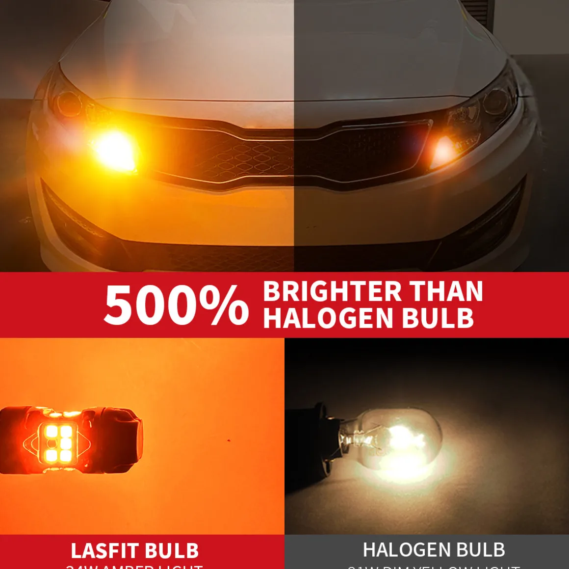 1156 P21W LED Turn Signal Bulbs CanBus-Ready Amber | T3 Series