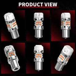 1156 P21W LED Turn Signal Bulbs CanBus-Ready Amber | T3 Series