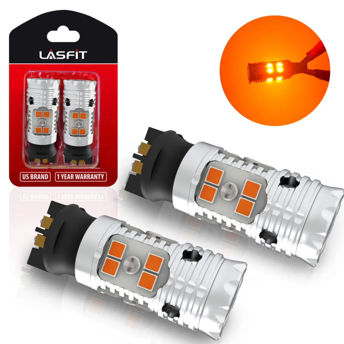 PWY24W PW24W CANBUS Anti Hyper Flash LED Turn Signal Lights Blinker Bulbs | Amber Yellow, 2 Bulbs