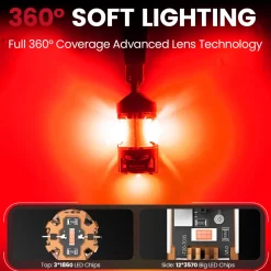 Red 4257 CanBus-Ready Rear Turn Signal Light Brake Light Tail Light LED Bulbs | D2 Series