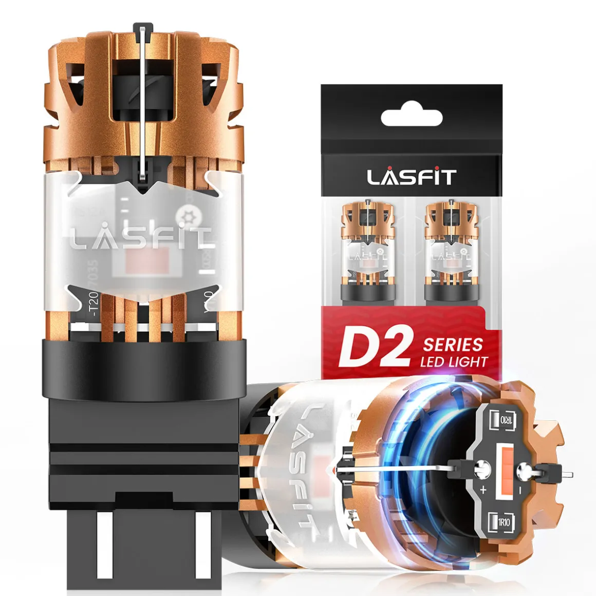 Red 4257 CanBus-Ready Rear Turn Signal Light Brake Light Tail Light LED Bulbs | D2 Series