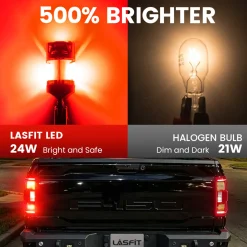 Red 4257 CanBus-Ready Rear Turn Signal Light Brake Light Tail Light LED Bulbs | D2 Series