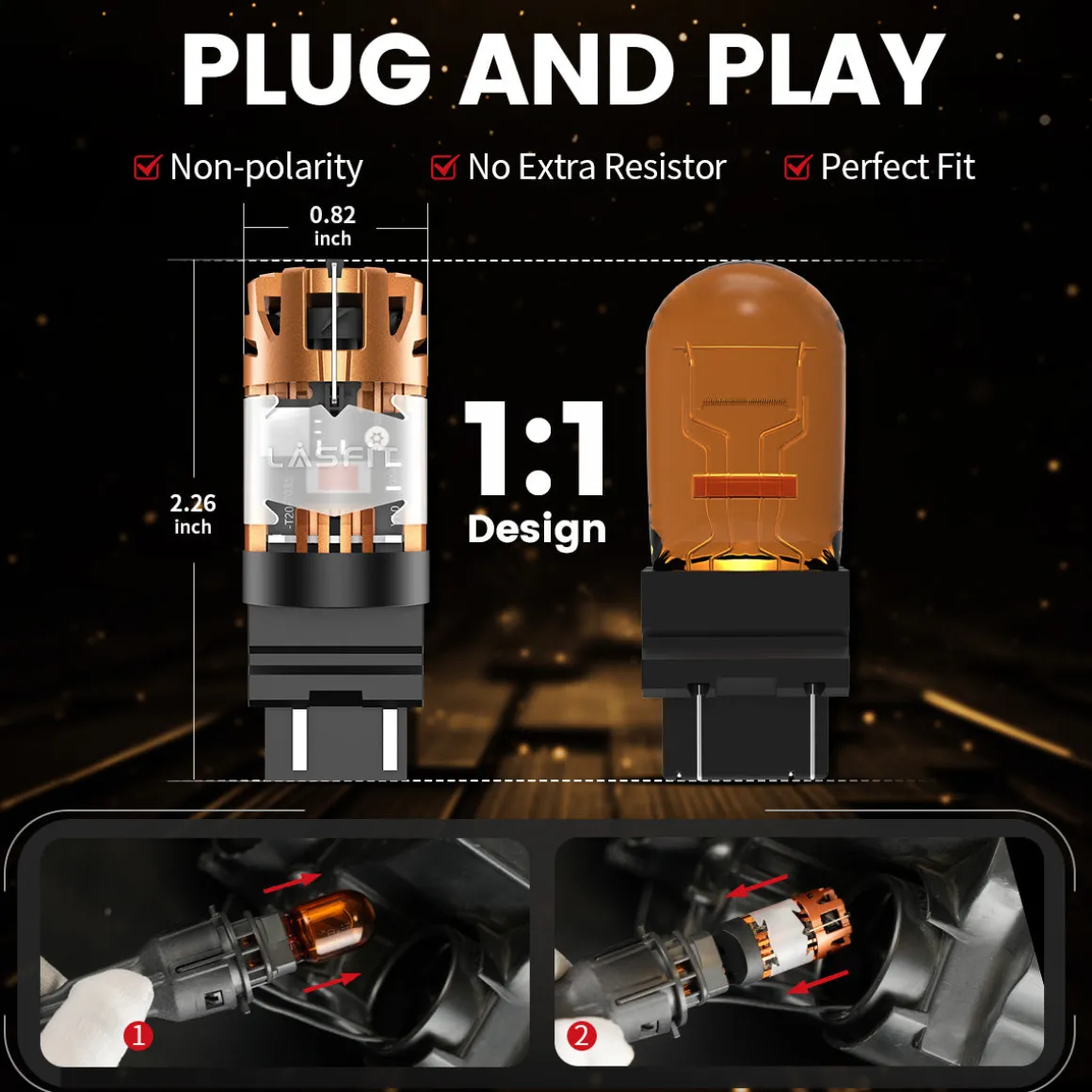 Red 4257 CanBus-Ready Rear Turn Signal Light Brake Light Tail Light LED Bulbs | D2 Series