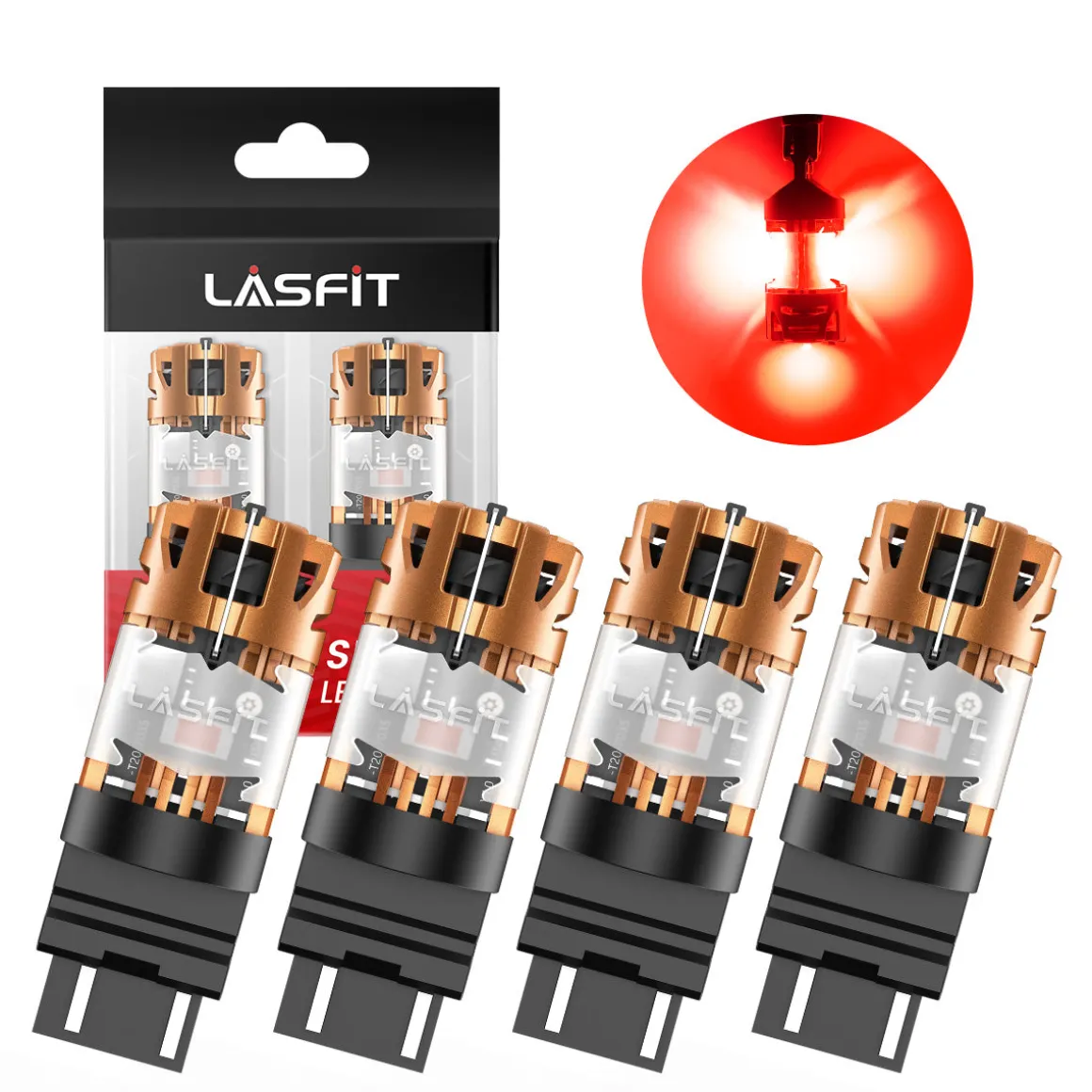 Red 4257 CanBus-Ready Rear Turn Signal Light Brake Light Tail Light LED Bulbs | D2 Series