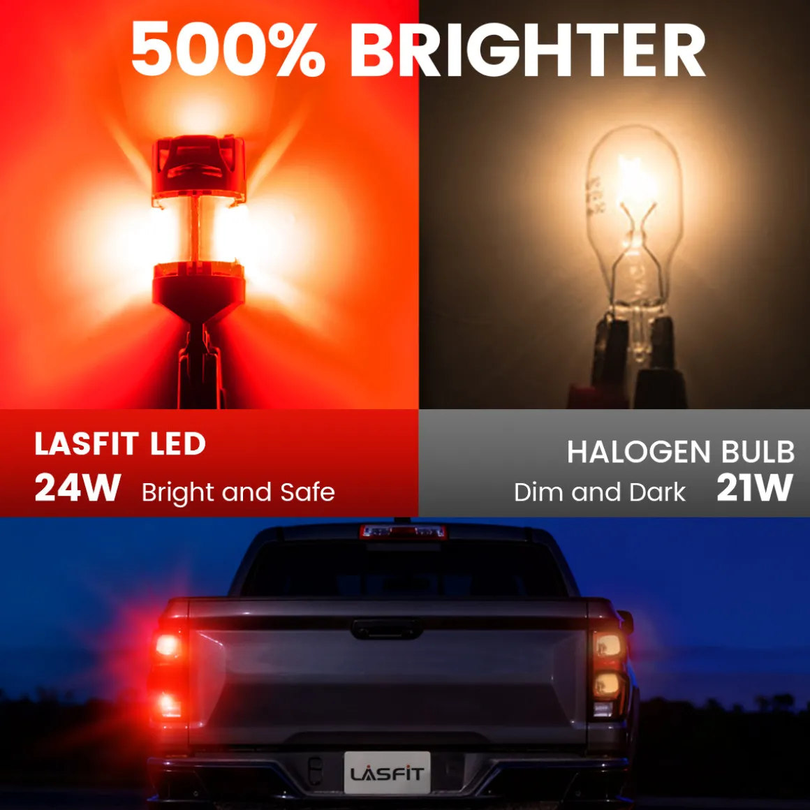 Red 7443 CanBus-Ready Rear Turn Signal Light Brake Light Tail Light LED Bulbs | D2 Series